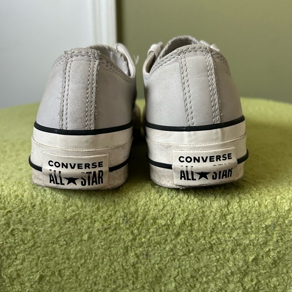 Converse Platform Pale Grey Leather Low Top Women’s Sneakers Sz 6.5 - Picture 6 of 14